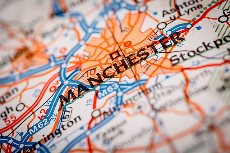 Manchester on Road Map