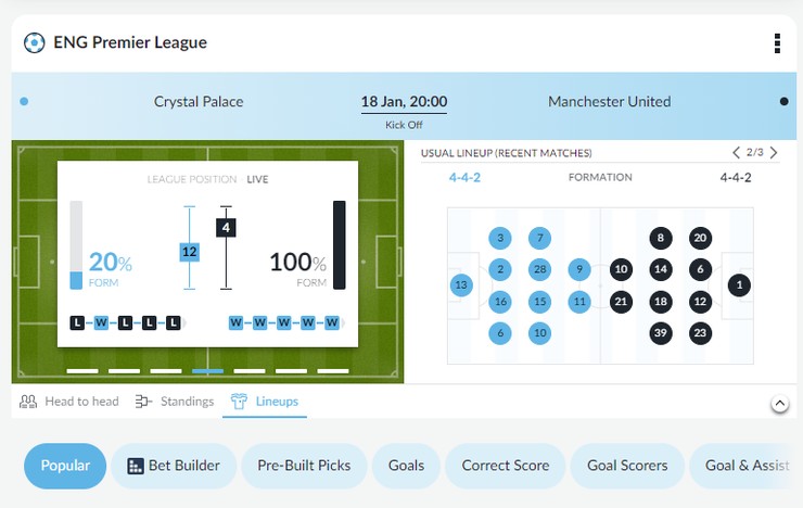 BetVictor Premier League Match Betting Screenshot