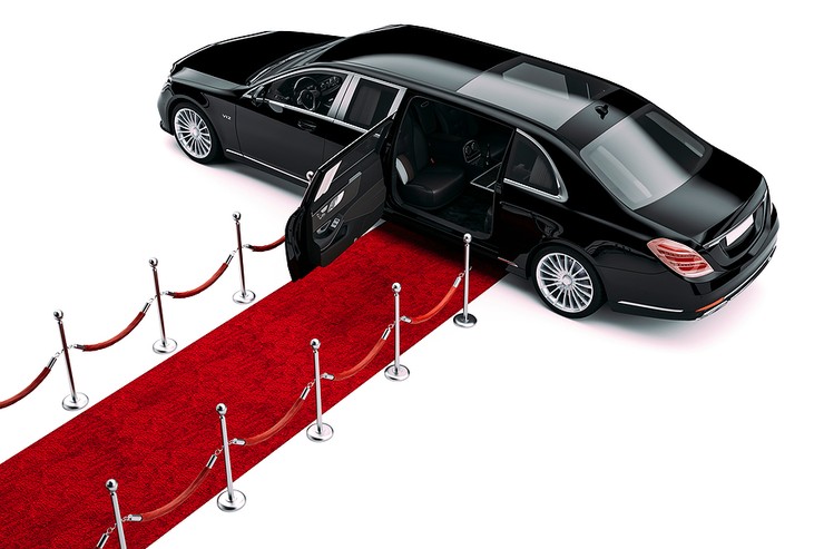 Limousine Parked at Red Carpet